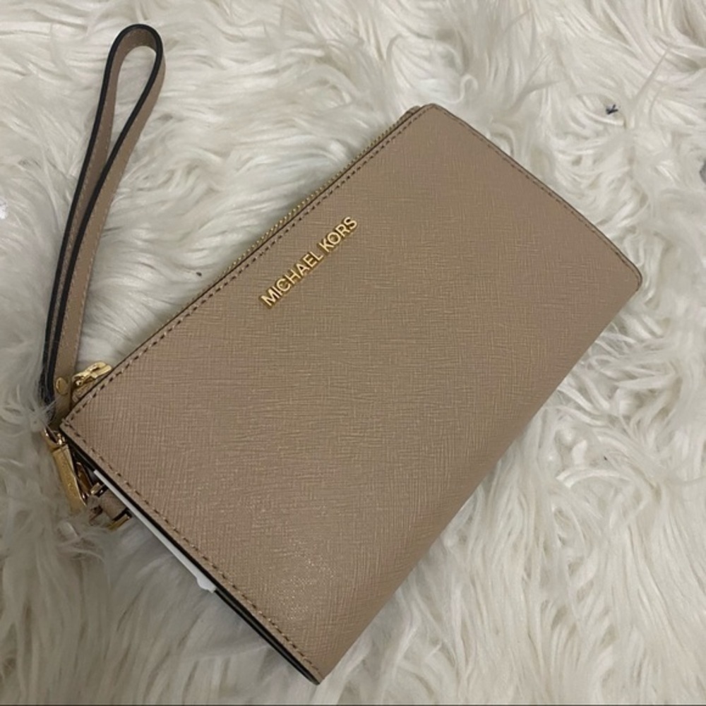 New Michael Kors jet set travel large double zipper wristlet wallet - Picture 6 of 8